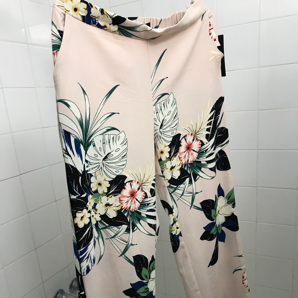 Zara Collection Pink Floral Palazzo Pants